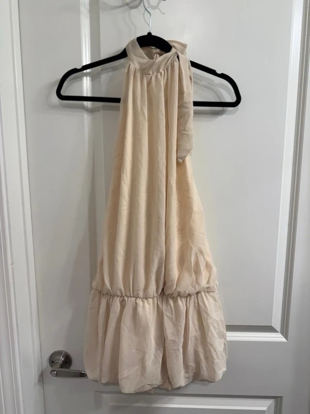 Halter Tie-Neck Maxi Dress in Cream
